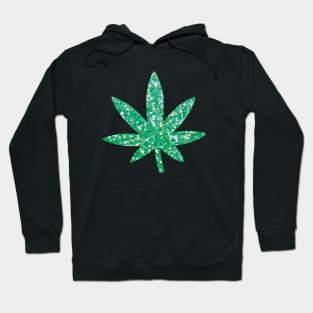 Glittery Green Weed Leaf Hoodie